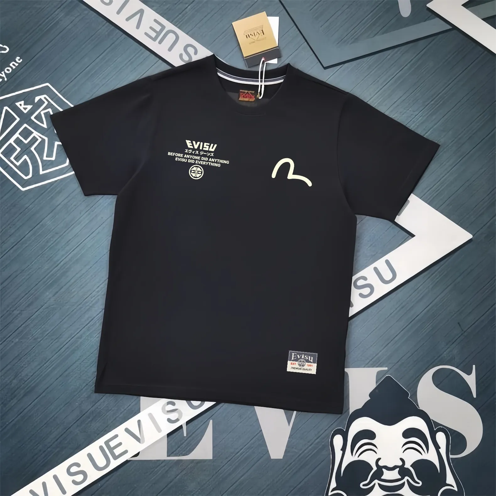 Evisu 2025New Arrival T ⚠ Quality⚠ Same Style T 。 ，Black S-XXL，White S-XXL，Gray M-XXL，Red S-XXL， Red M-XXL